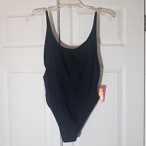 Xhilaration black one piece high leg